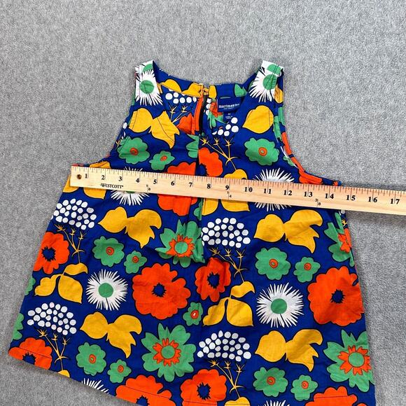 Marimekko For Target Girls Sleeveless Blouse Size Medium Retro Floral Blue Orang - Picture 4 of 9